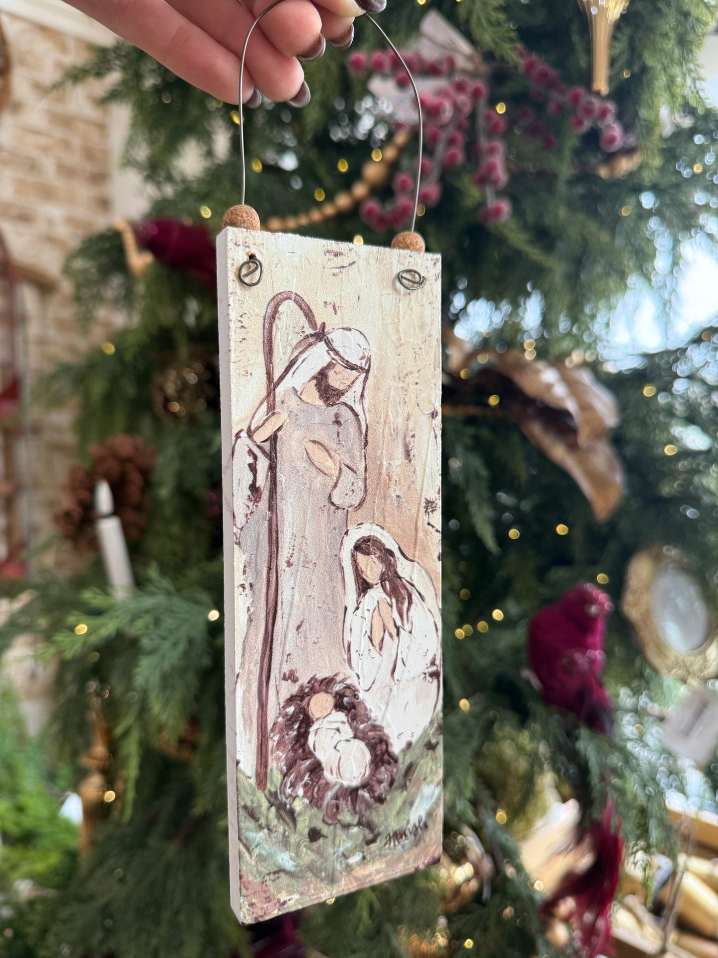 Holy Family Wooden Ornament