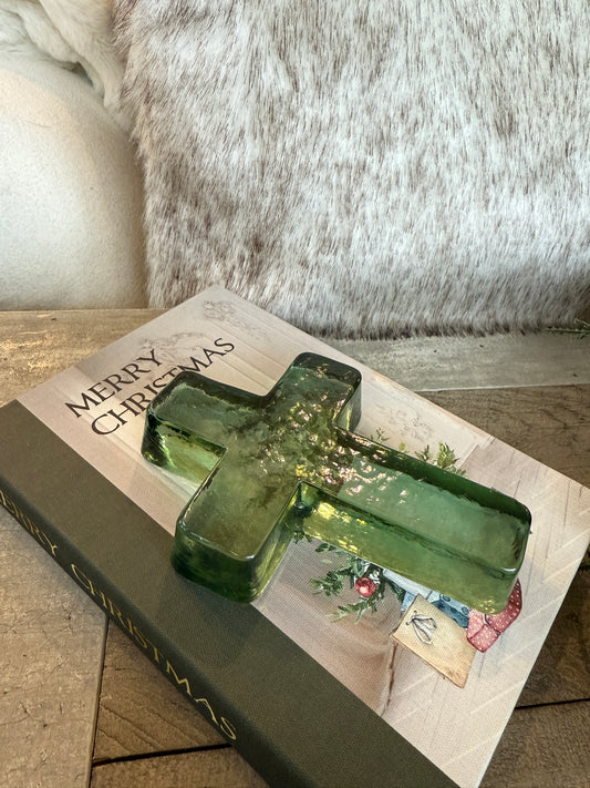 Green Glass Cross Sitter