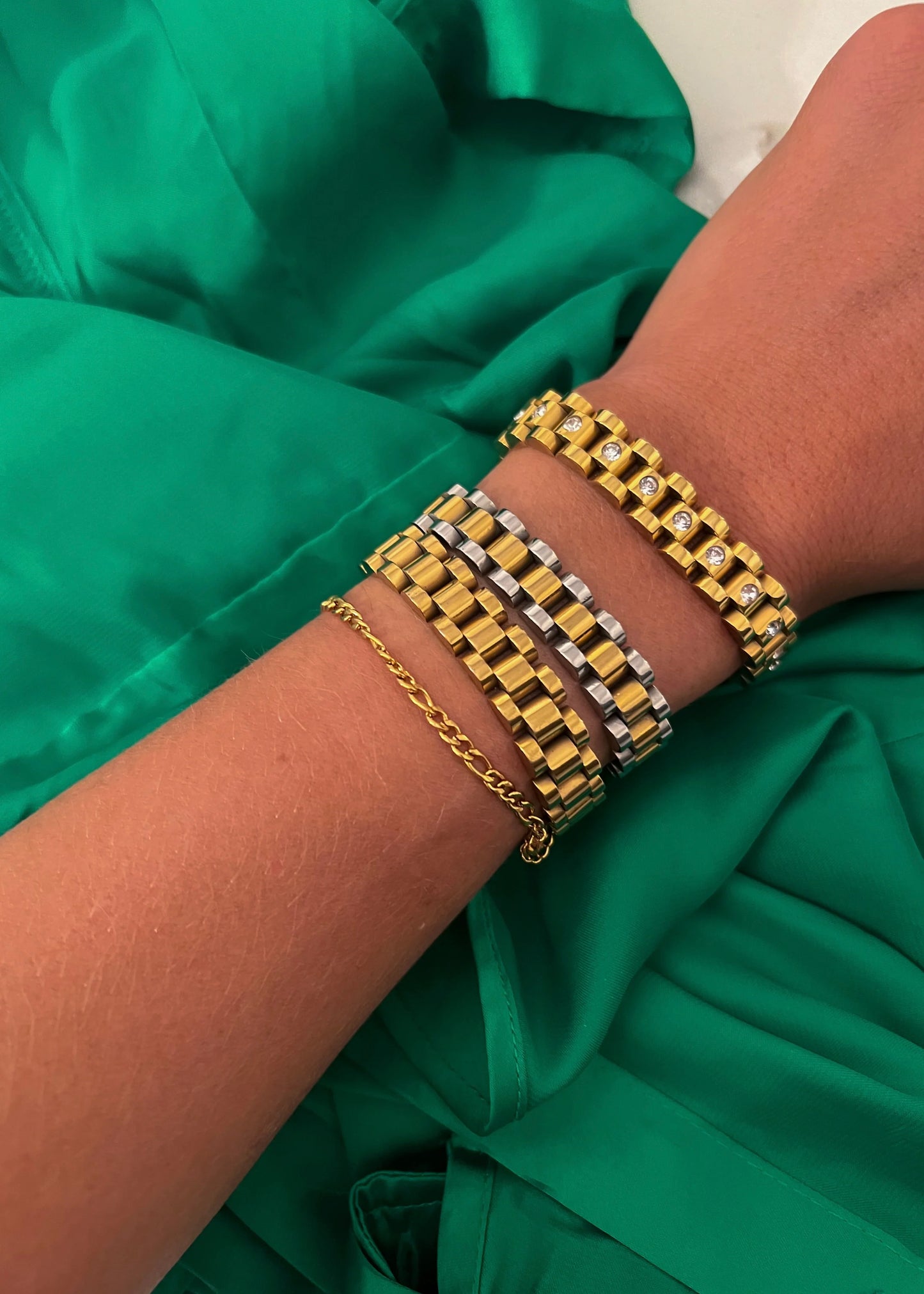 Chansutt Pearls: Two Toned Watch Band Bracelet