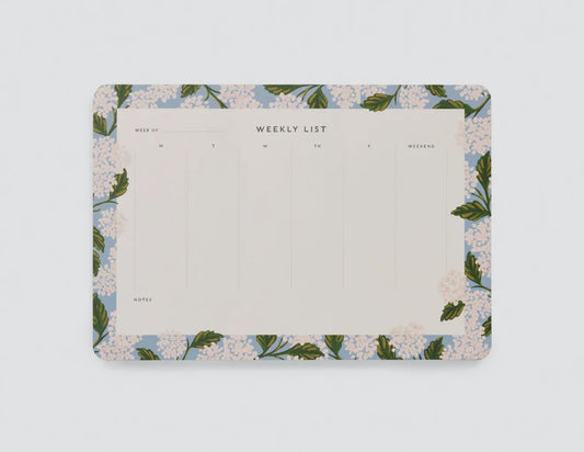 Hydrangea Weekly List Desk Pad