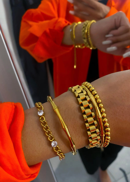 Chansutt Pearls: Thin Gold Watch Band Bracelet
