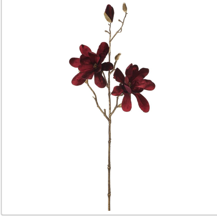 26” Burgundy Velvet Magnolia Stem