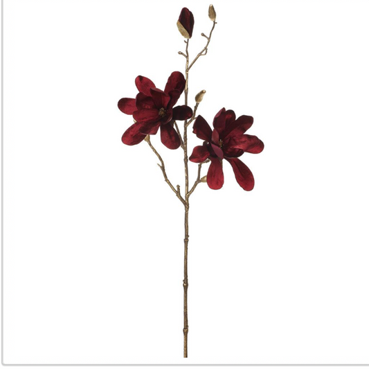 26” Burgundy Velvet Magnolia Stem