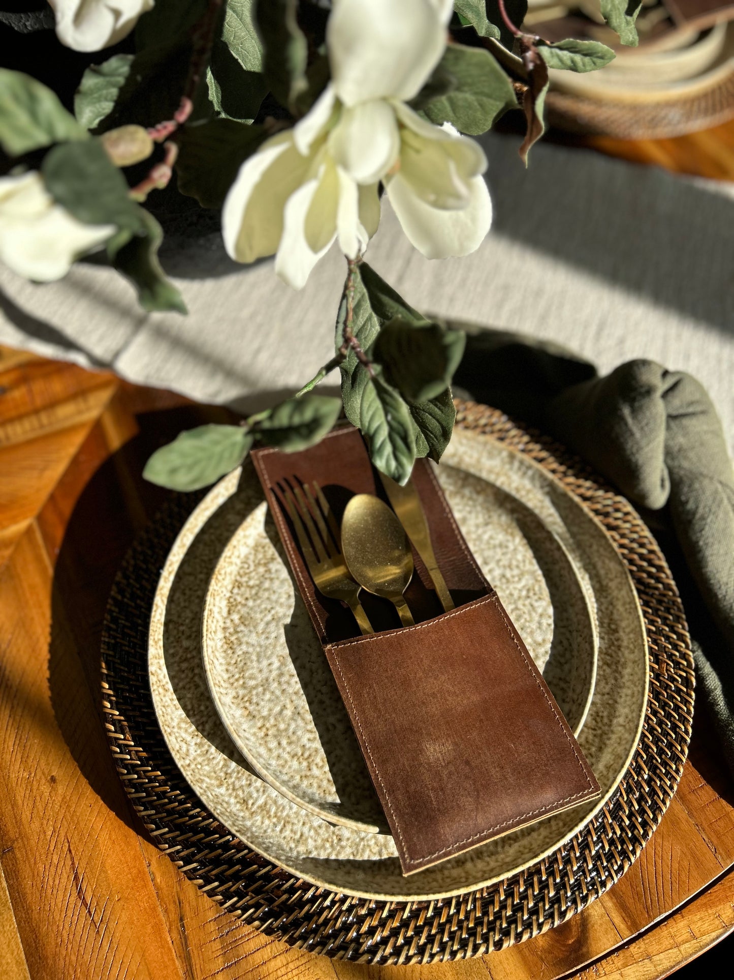 Leather Cutlery Sleeve